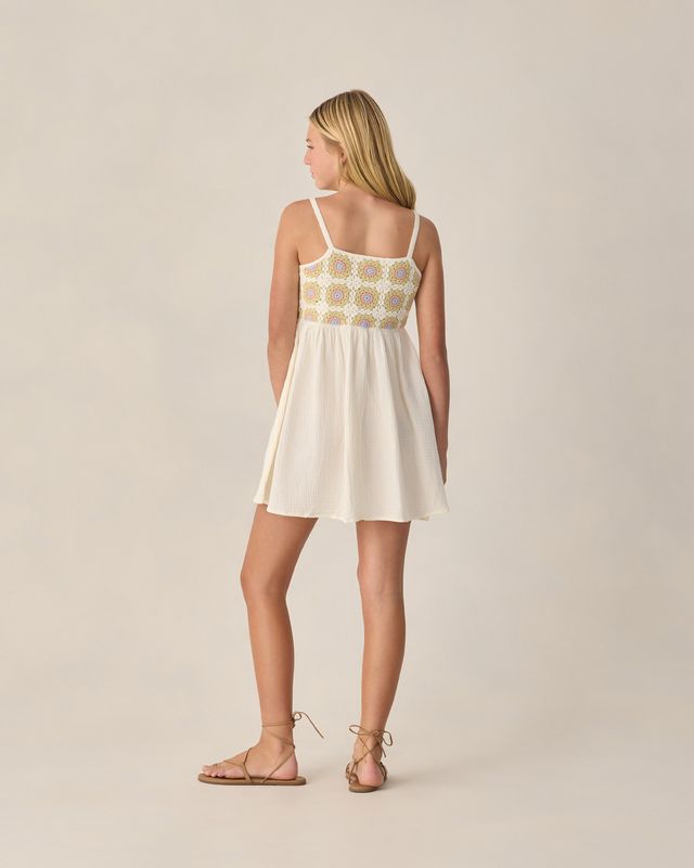 Rylee + Cru Teen Crochet Sundress - Citron Daisy Check