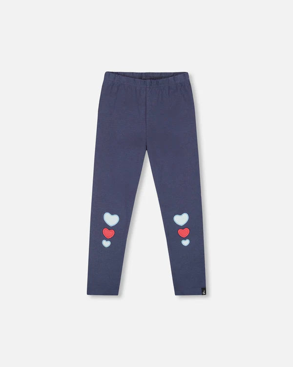 Deux Par Deux Organic Heart Navy Leggings