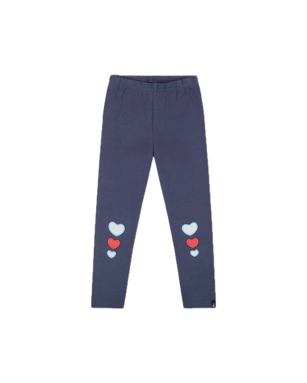 Deux Par Deux Organic Heart Navy Leggings