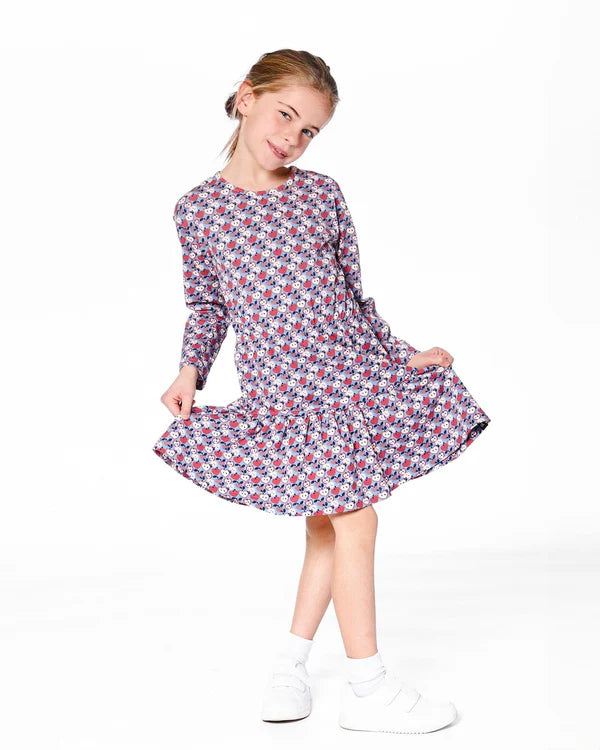 Deux Par Deux Mini Apples Organic Flounce Dress