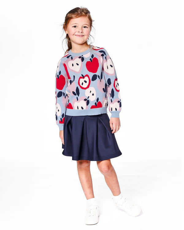 Deux Par Deux Knit Jaquard Heart Apple Sweater
