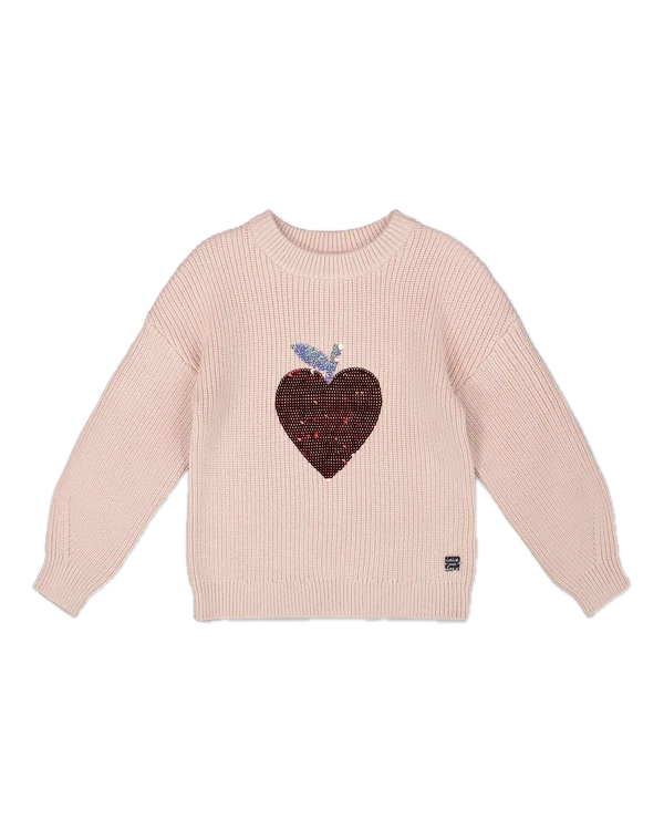 Deux Par Deux Mauve Knit Apple Heart Sweater