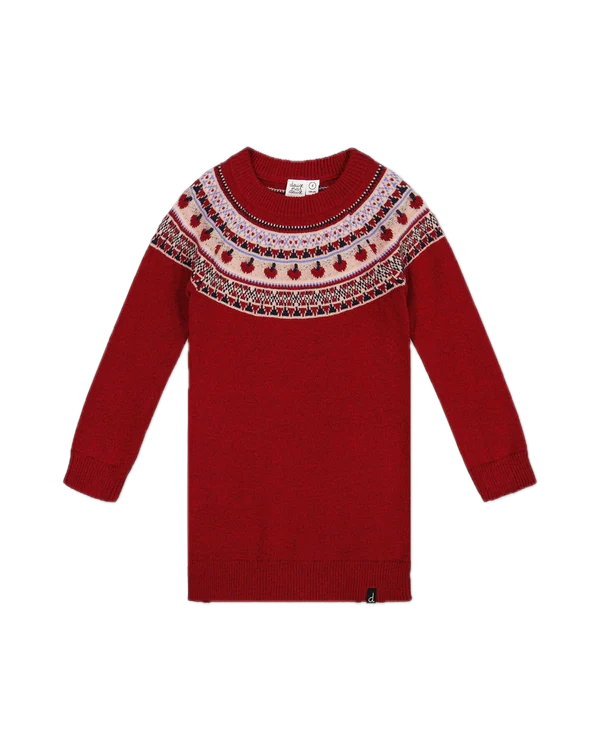 Deux Par Deux Red Apple Yoke Sweater Dress