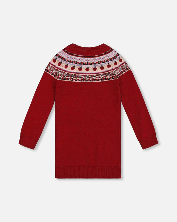 Deux Par Deux Red Apple Yoke Sweater Dress