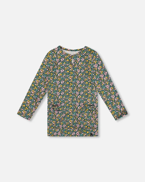 Deux Par Deux Jersey Tunic - Green Floral