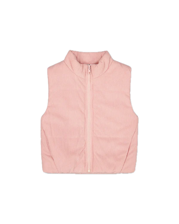 Deux Par Deux Corduroy Puffy Vest - Silver Pink