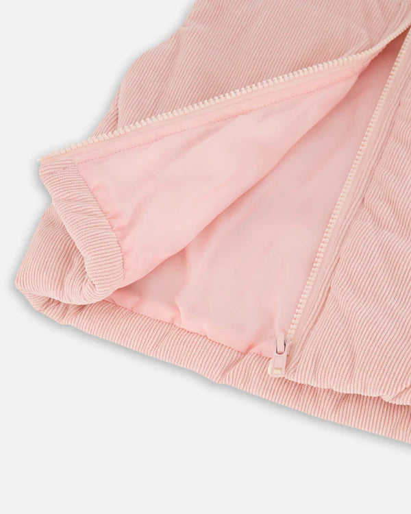 Deux Par Deux Corduroy Puffy Vest - Silver Pink