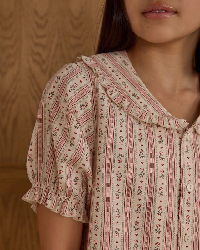 Rylee + Cru Teen Ruffle Pajamas - Candy Cane Stripe