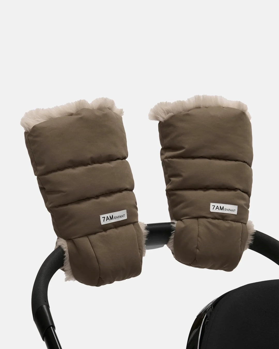 7AM Enfant Warmmuffs Helsinki - Moss Brown/Greige Fur