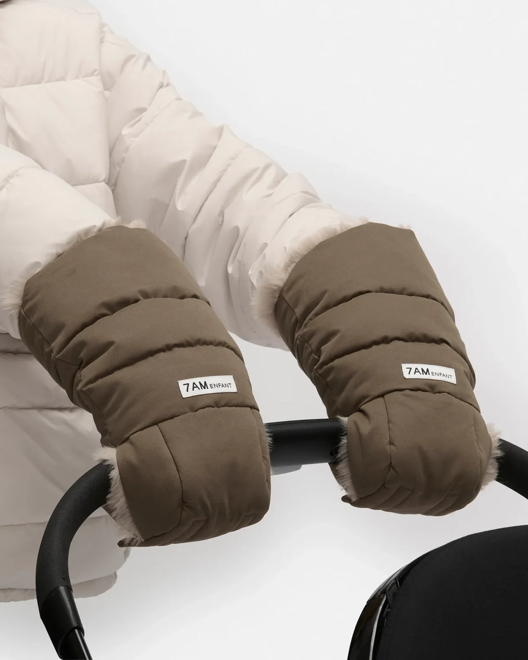 7AM Enfant Warmmuffs Helsinki - Moss Brown/Greige Fur