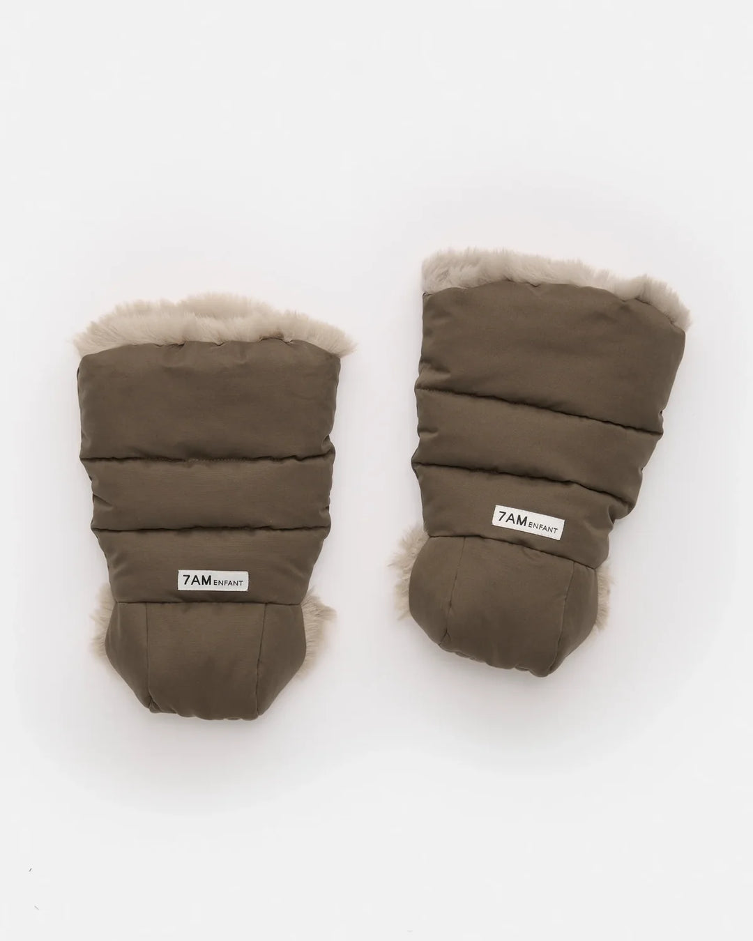 7AM Enfant Warmmuffs Helsinki - Moss Brown/Greige Fur