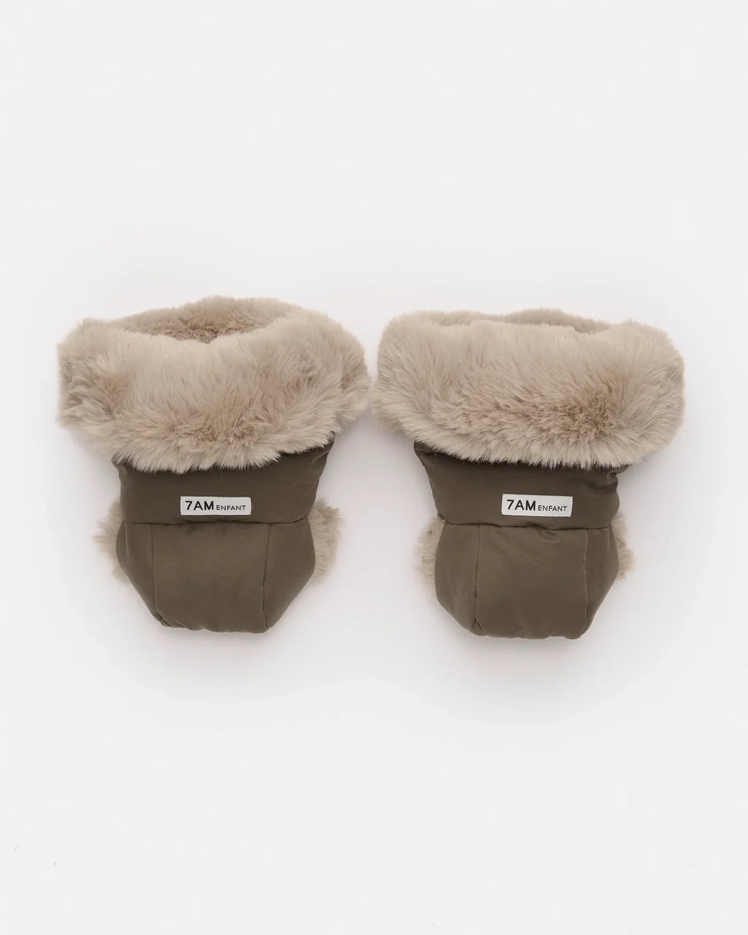 7AM Enfant Warmmuffs Helsinki - Moss Brown/Greige Fur