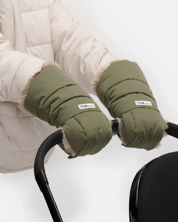 7AM Enfant Warmmuffs Helsinki - Woodland/Greige Faux Fur