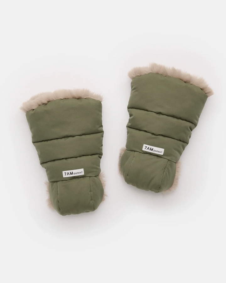 7AM Enfant Warmmuffs Helsinki - Woodland/Greige Faux Fur