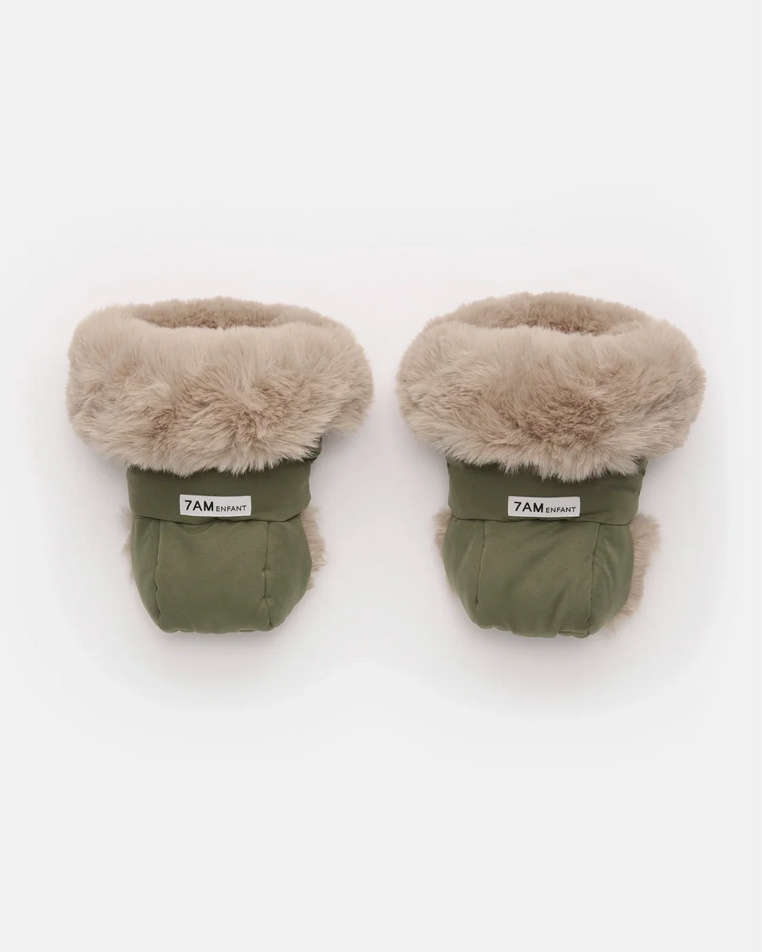 7AM Enfant Warmmuffs Helsinki - Woodland/Greige Faux Fur