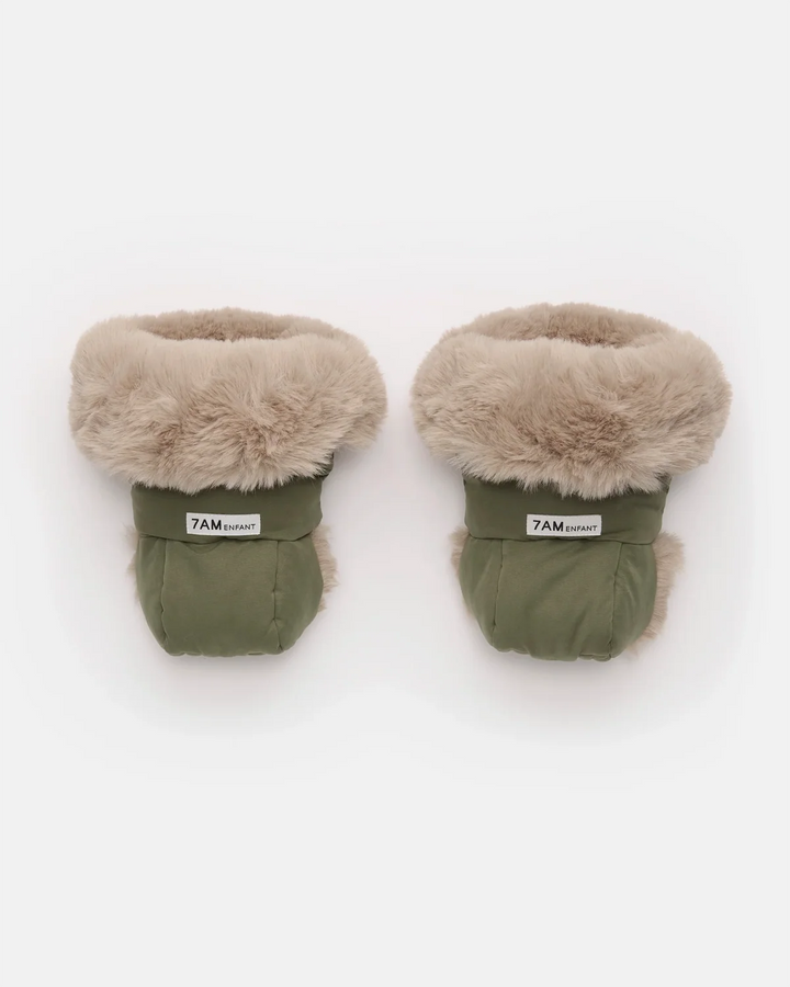 7AM Enfant Warmmuffs Helsinki - Woodland/Greige Faux Fur