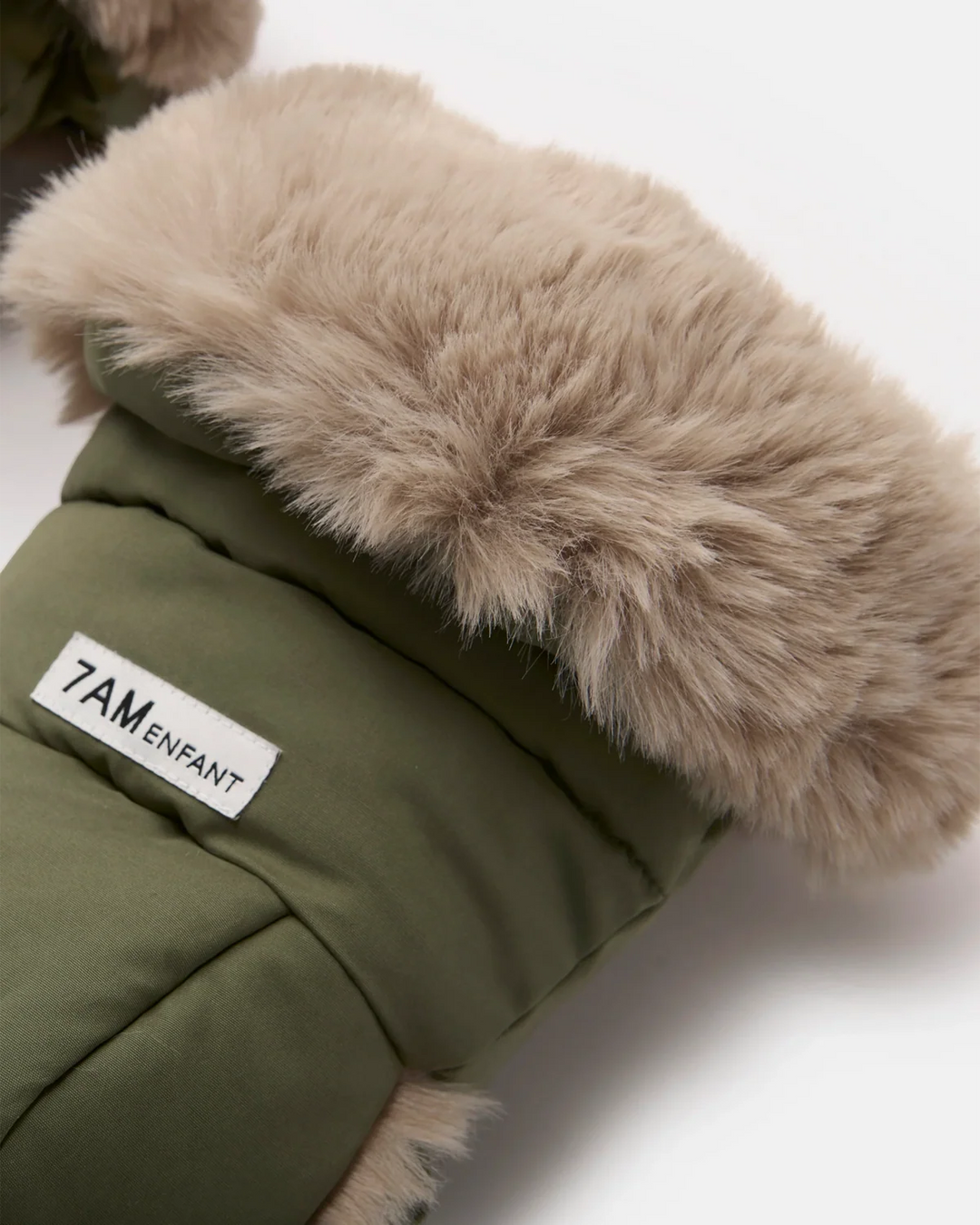 7AM Enfant Warmmuffs Helsinki - Woodland/Greige Faux Fur