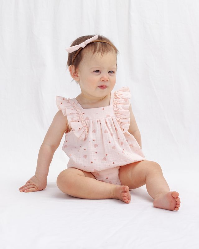 Quincy Mae Maya Romper - Heart Confetti