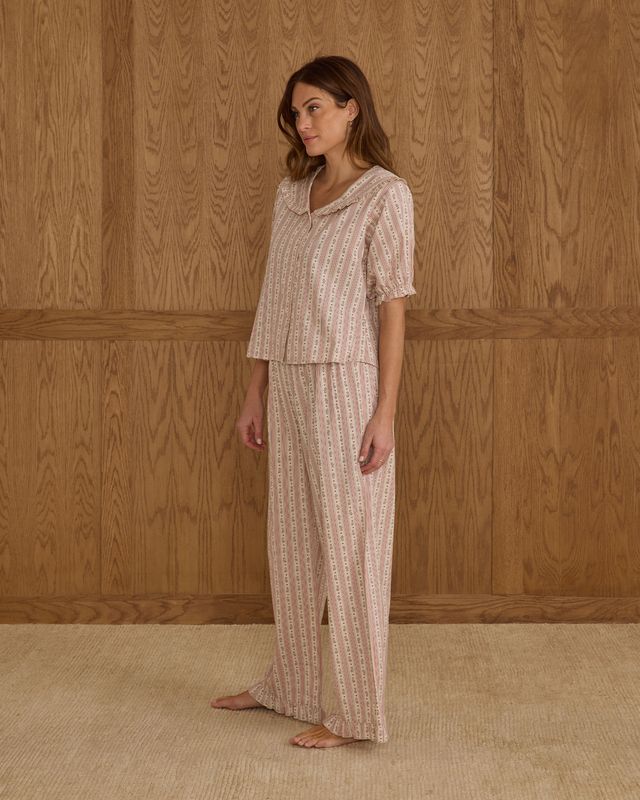 Rylee + Cru Womens Ruffle Pajamas - Candy Cane Stripe