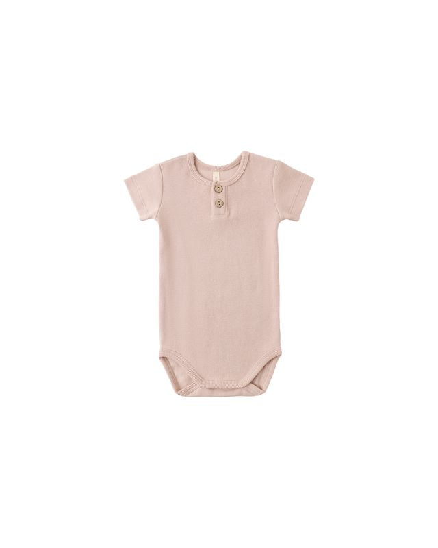 Quincy Mae Ribbed Henley Bodysuit - Blush