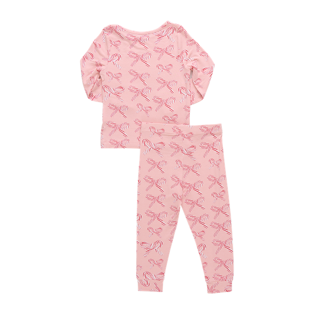 Pink Chicken Candy Cane Bows Bamboo PJ Set