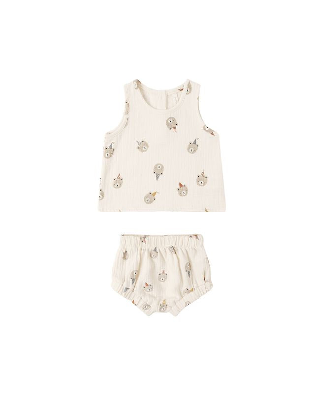 Quincy Mae Woven Tank Set - Party Bears