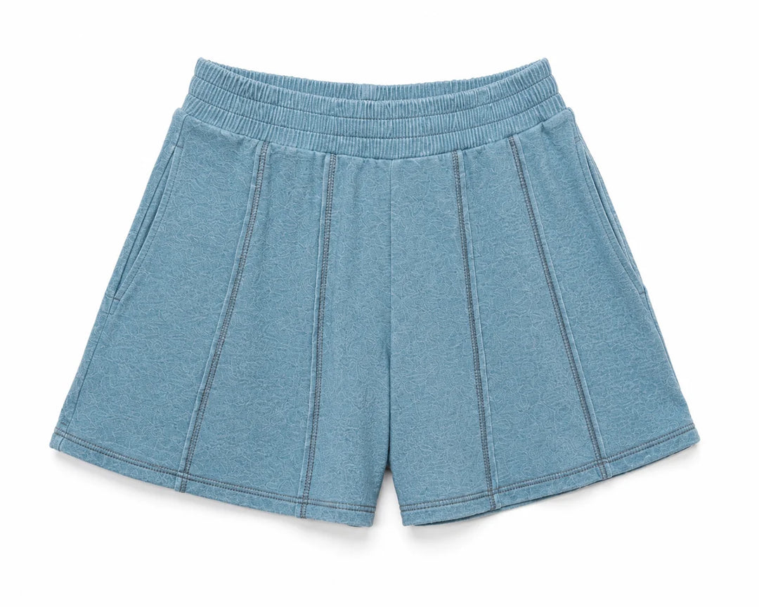 Tenly Hacci Raw Seam Swing Shorts - Glacier