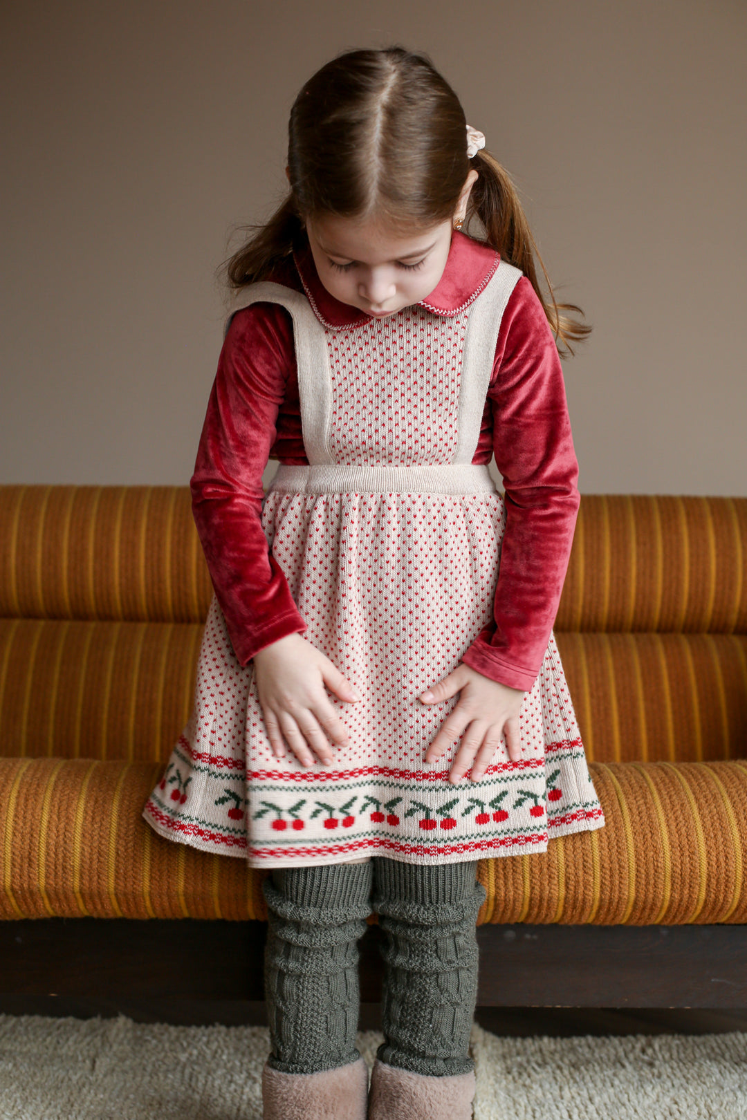 Kalinka Kids Ornella Cherry Pinafore