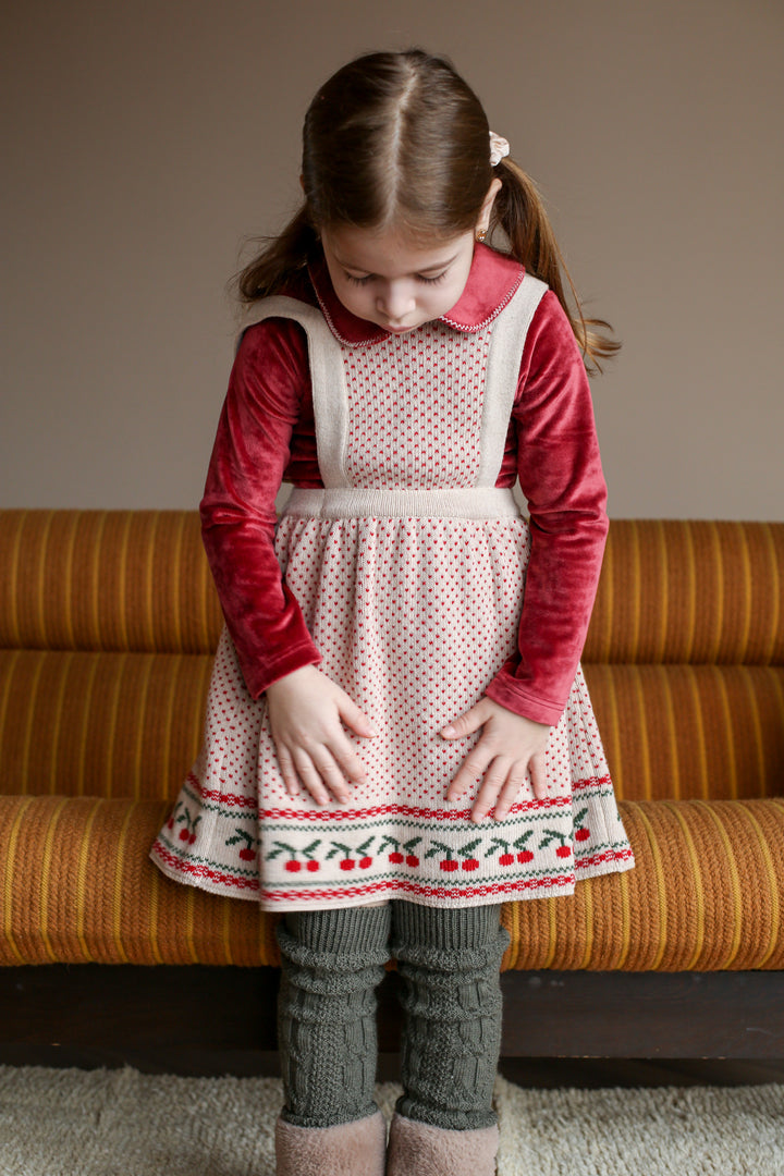 Kalinka Kids Rita Velvet Top - Cherry