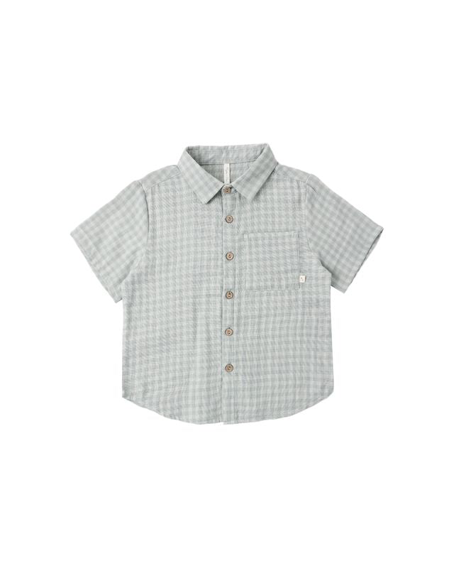 Rylee + Cru Collared Short Sleeve Shirt - Green Gingham