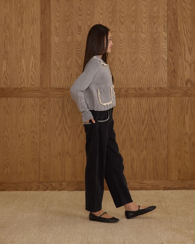 Rylee + Cru Teen Collared Cardigan - Dusty Blue