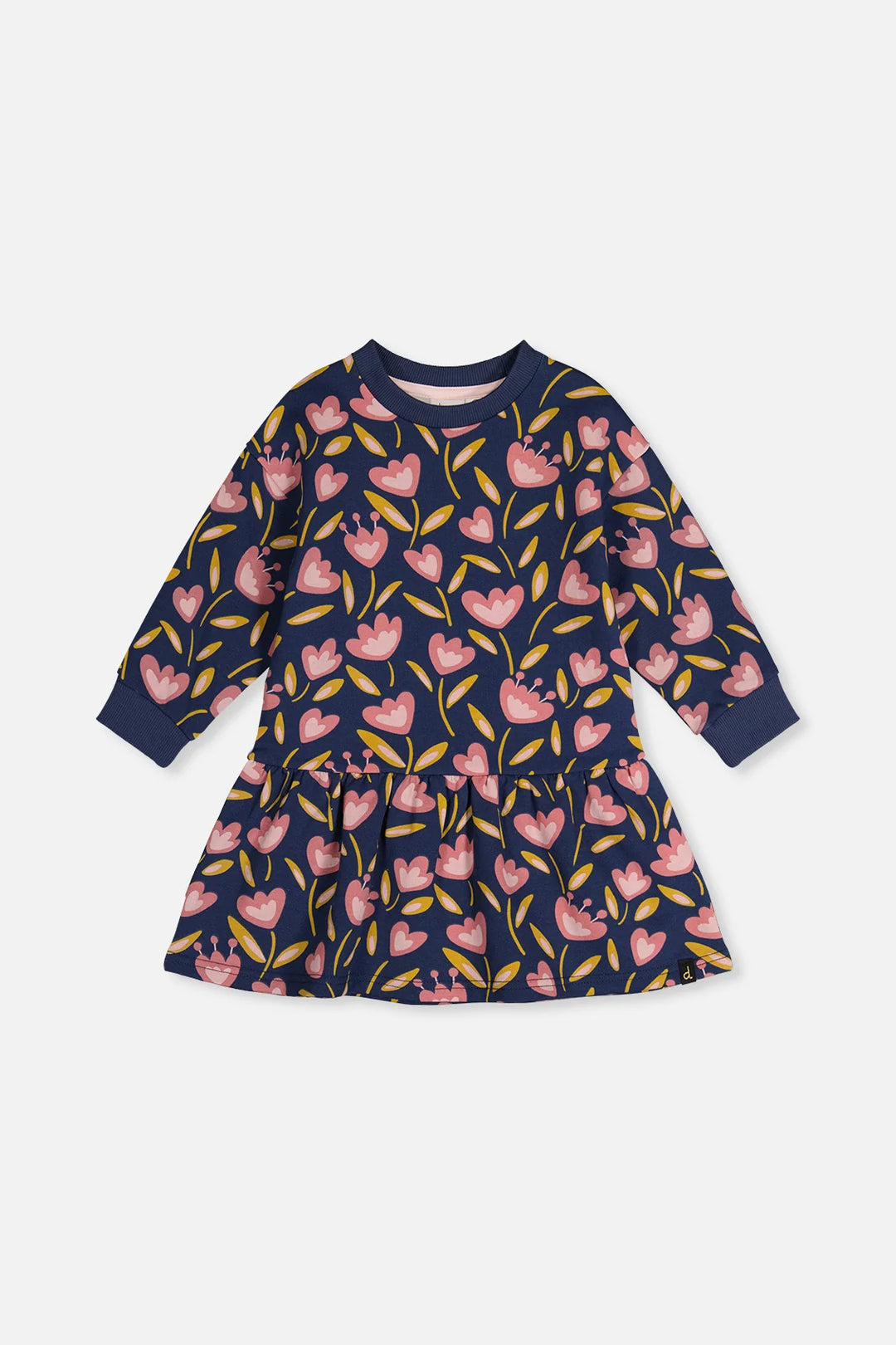 Deux Par Deux French Terry Dress - Blue Tulip Print