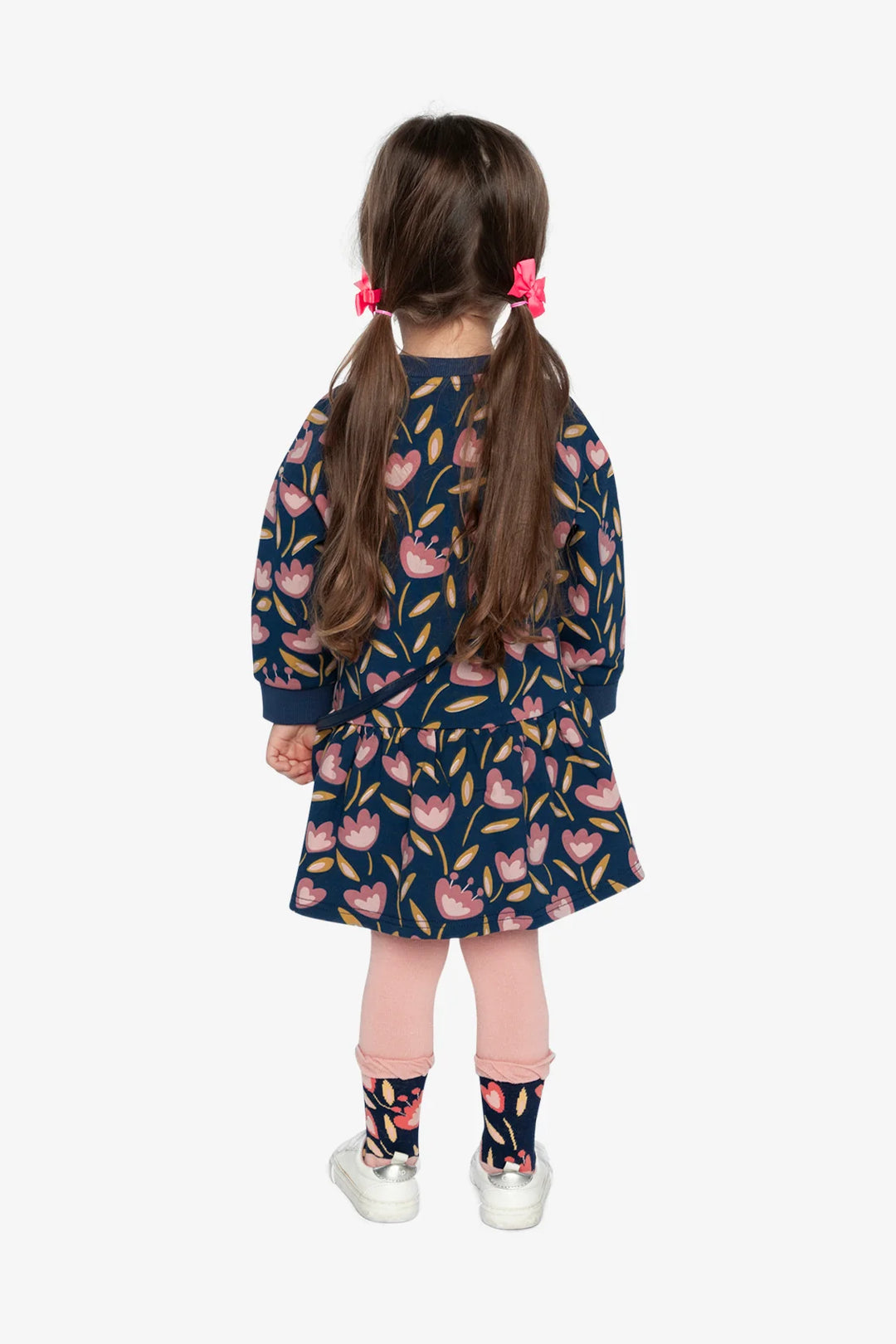 Deux Par Deux French Terry Dress - Blue Tulip Print