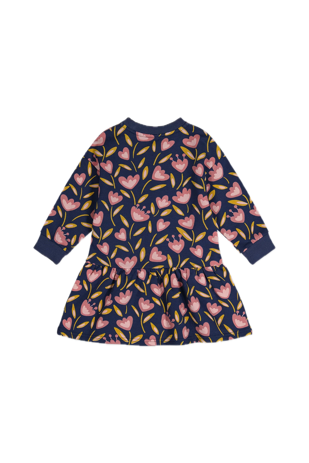 Deux Par Deux French Terry Dress - Blue Tulip Print