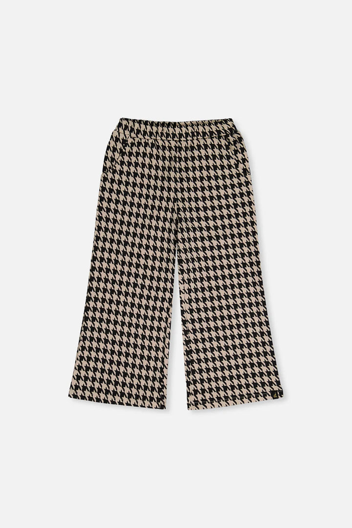Deux Par Deux Flare Pants - Black/Beige Houndstooth
