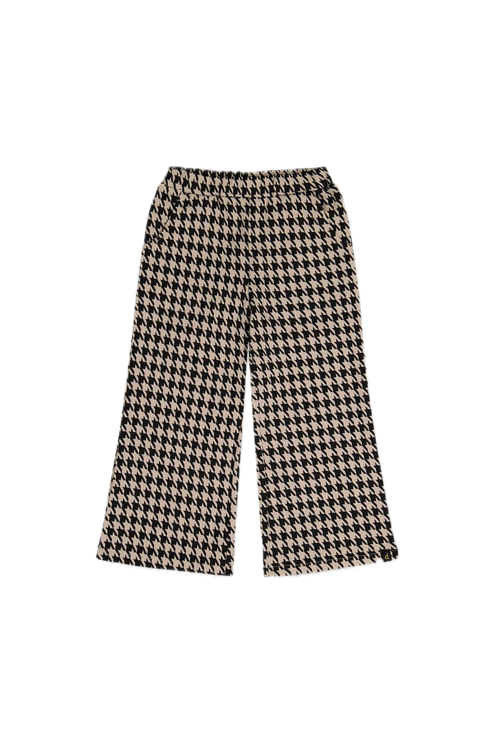 Deux Par Deux Flare Pants - Black/Beige Houndstooth