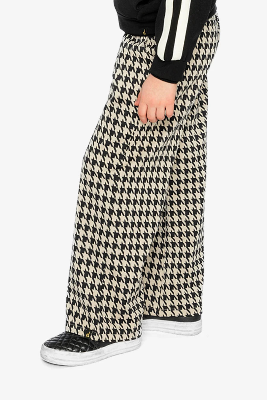 Deux Par Deux Flare Pants - Black/Beige Houndstooth