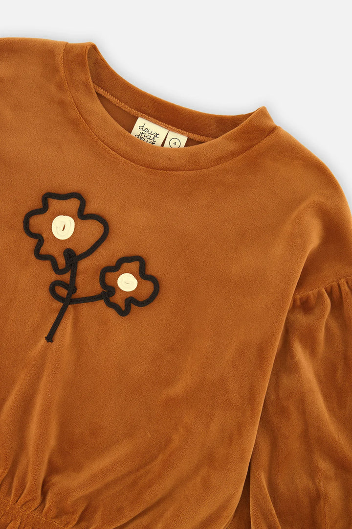 Deux Par Deux Velvet Top - Brown