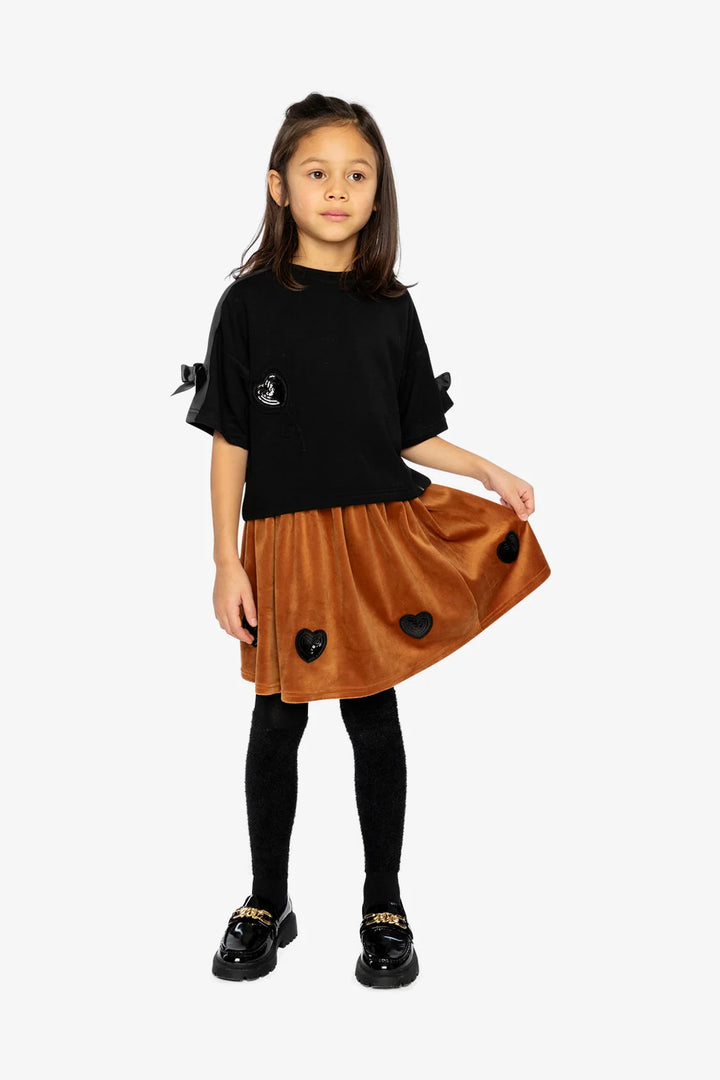 Deux Par Deux Velvet Skirt - Brown