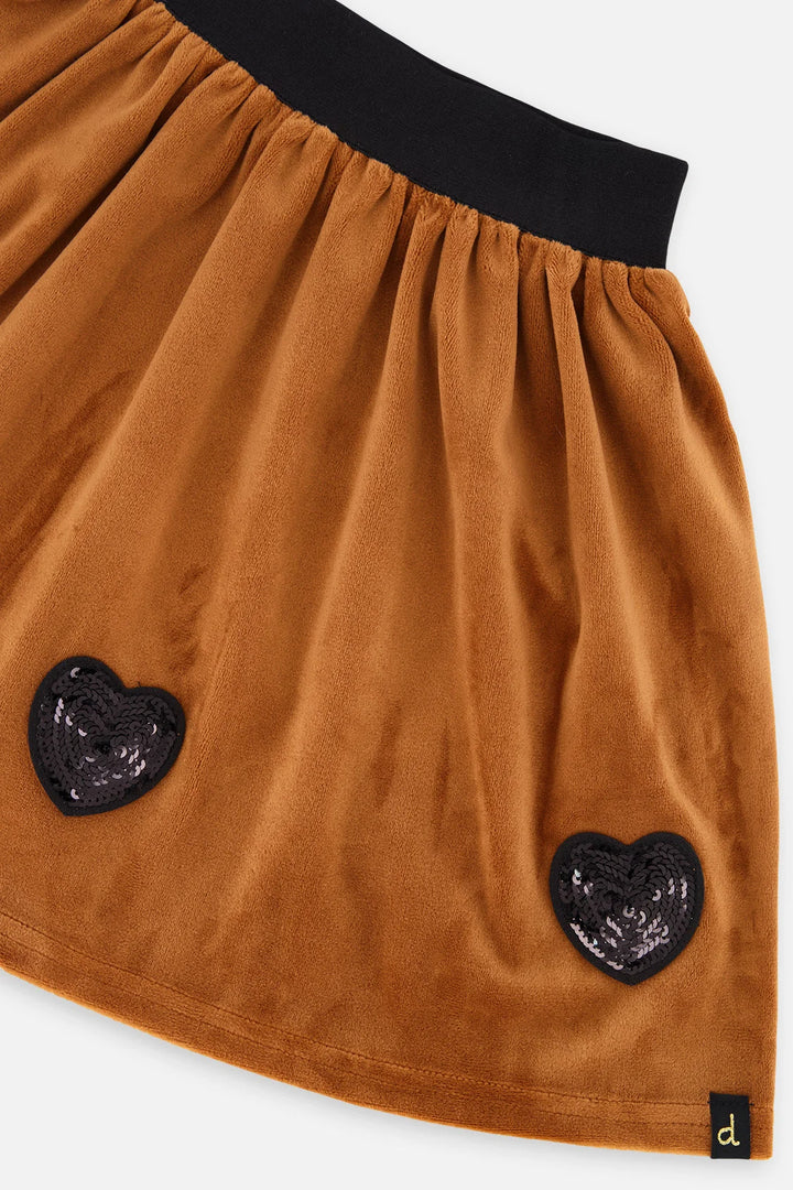 Deux Par Deux Velvet Skirt - Brown