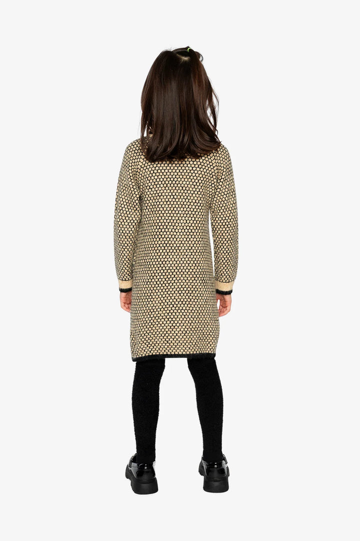 Deux Par Deux Knit Collared Dress - Beige/Black