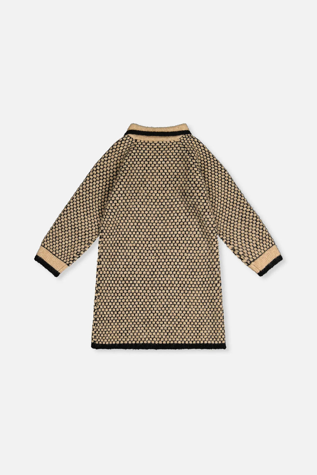 Deux Par Deux Knit Collared Dress - Beige/Black