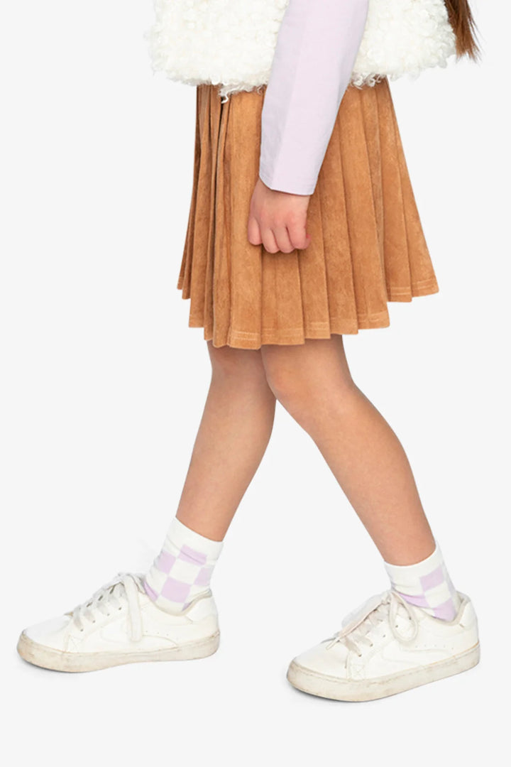Deux Par Deux Pleated Skirt - Brown