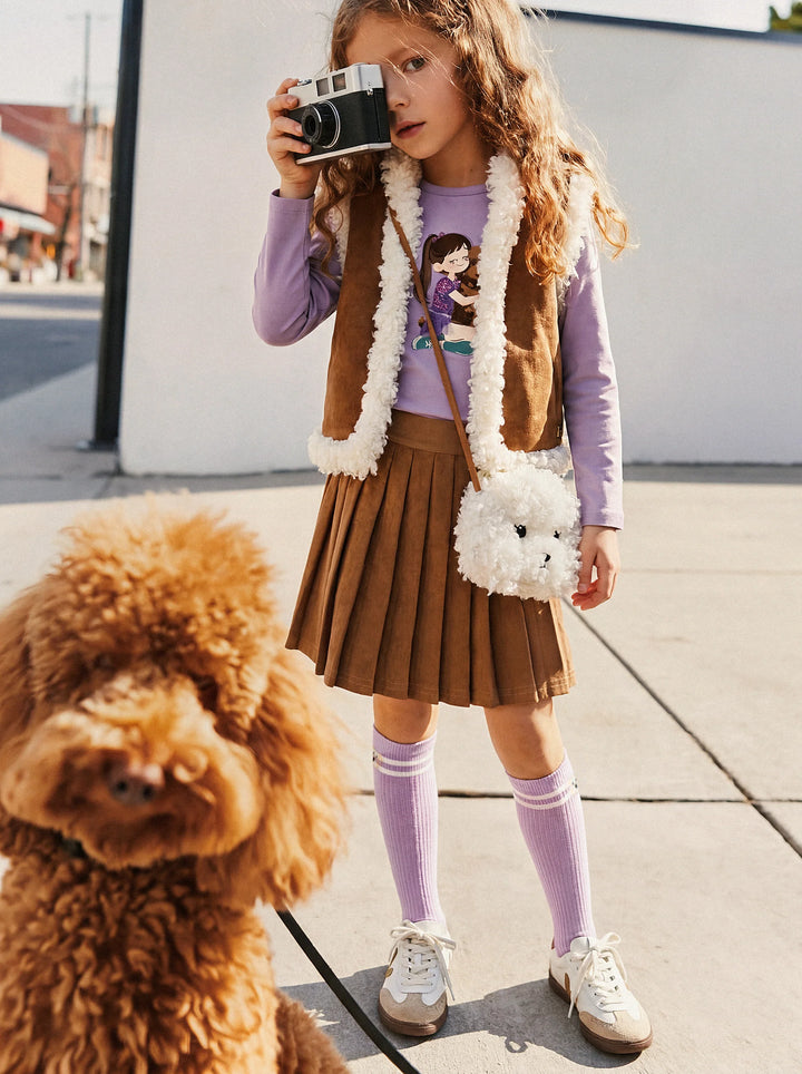 Deux Par Deux Pleated Skirt - Brown