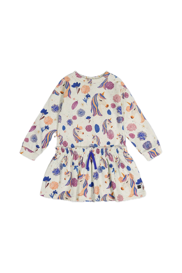 Deux Par Deux French Terry Dress - Beige Unicorn