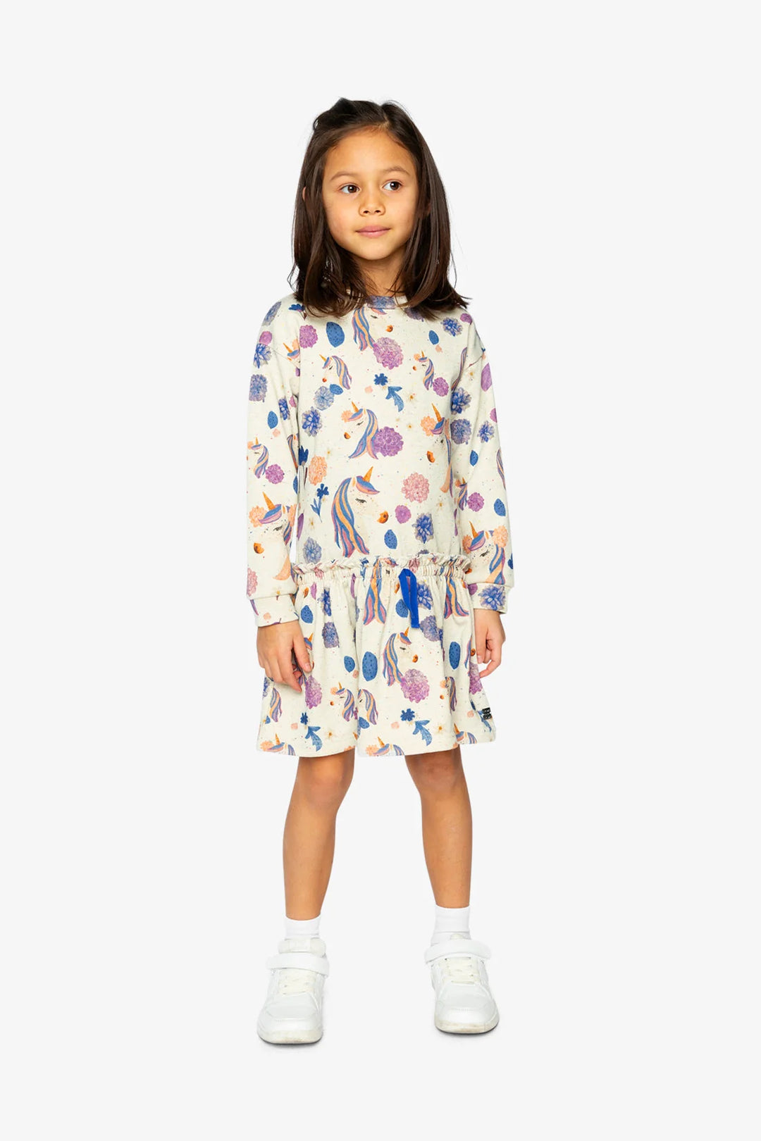 Deux Par Deux French Terry Dress - Beige Unicorn