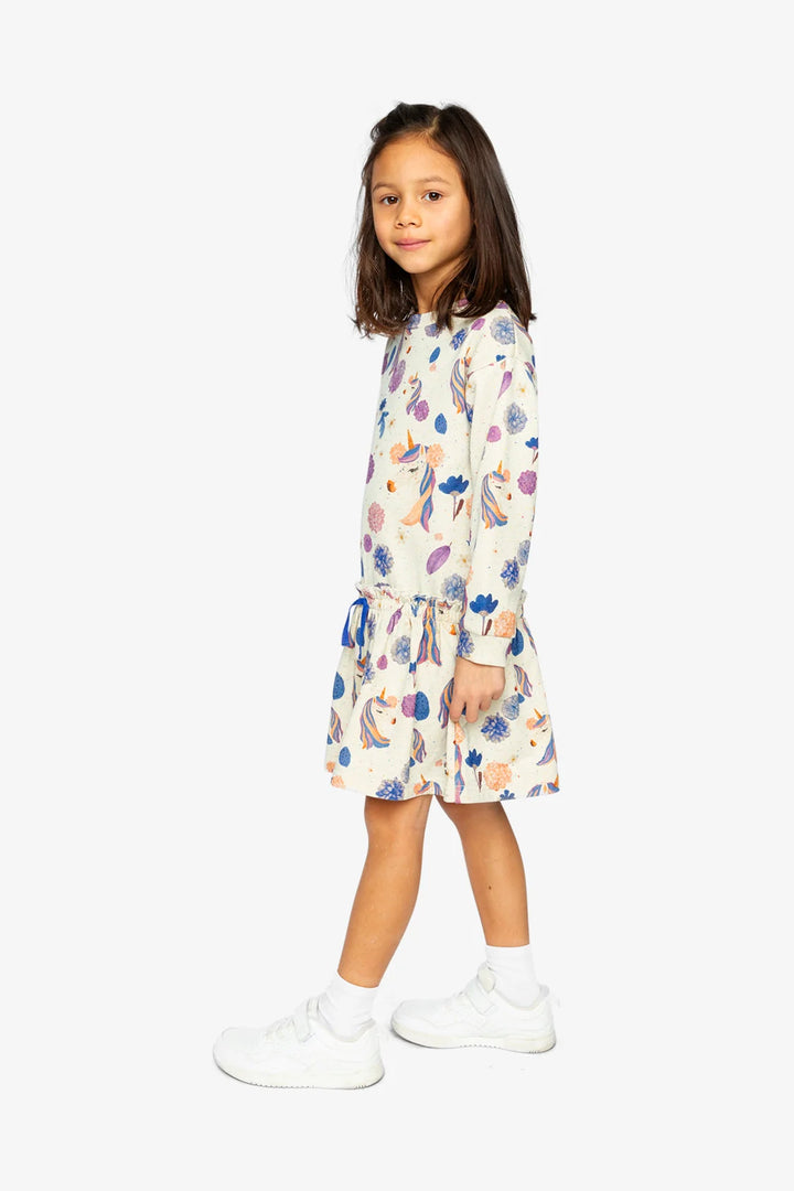 Deux Par Deux French Terry Dress - Beige Unicorn