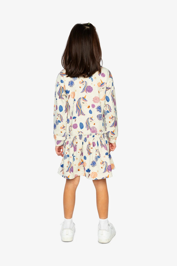 Deux Par Deux French Terry Dress - Beige Unicorn