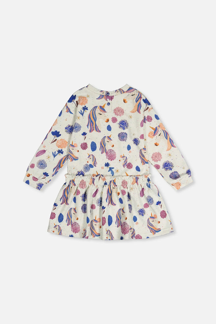 Deux Par Deux French Terry Dress - Beige Unicorn