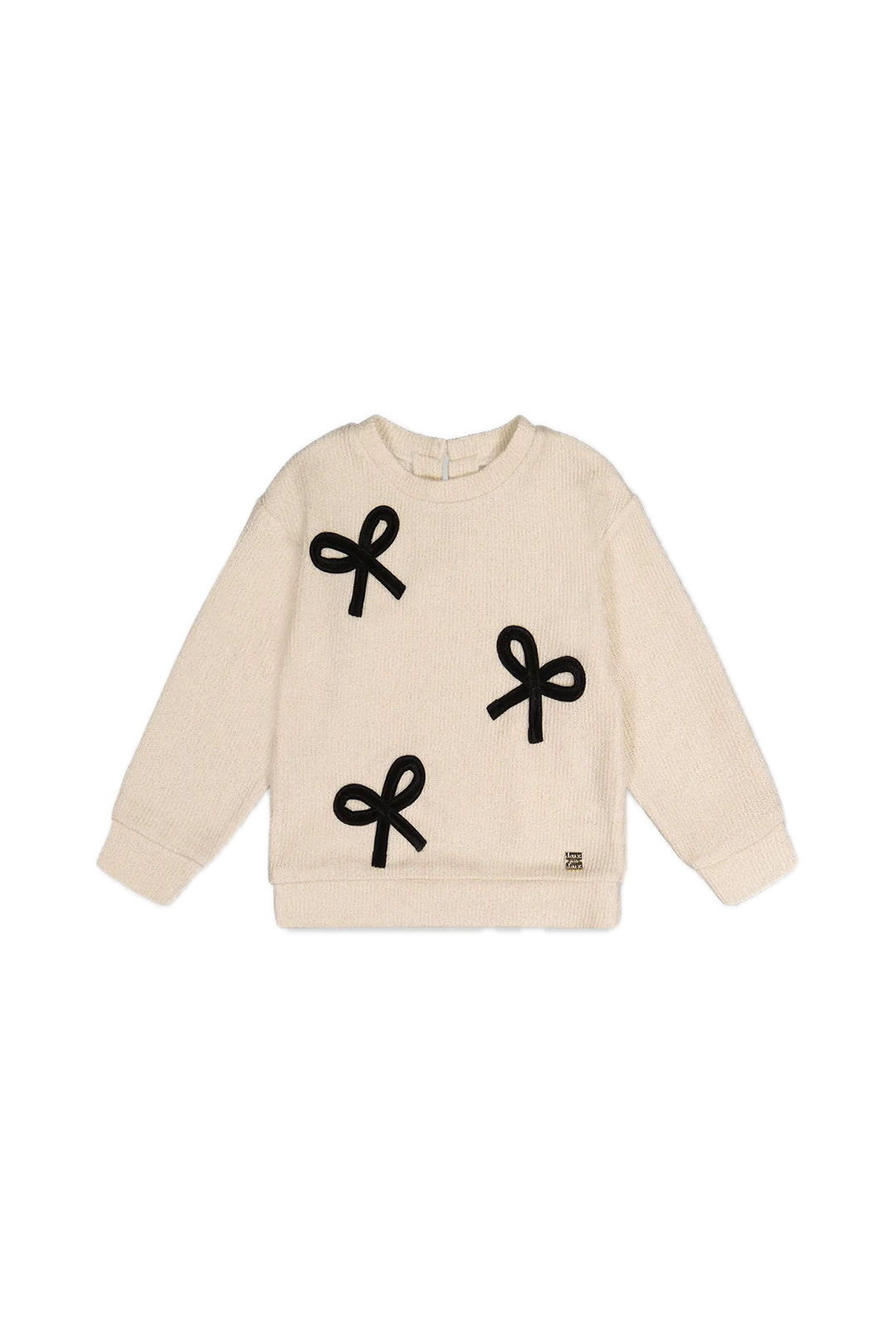 Deux Par Deux Sweatshirt With Bows - Beige/Black